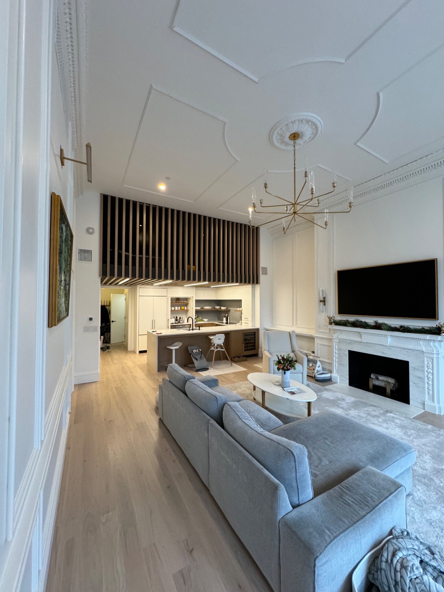 Completed whole-home remodel with custom kitchen and architectural millwork